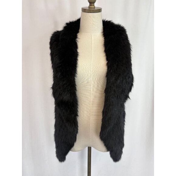 Yves Salomon Genuine Rabbit Fur Smokey  Blue Vest, Women's Sz 34 - Picture 1 of 4